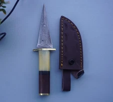  Premium Handmade Damascus Stiletto Fixed Blade Knife Exotic Handle Custom Gift