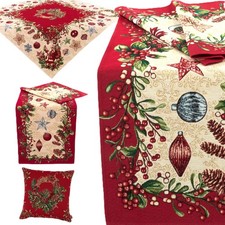 Weihnachten Tischdecke Tischl&auml;ufer Kissenbezug Gobelin Weihnachtsdekoration Rot