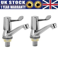 1 Pair Lever Basin Sink Taps Pillar Disabled 1/4 Turn Chrome Pair 1/2"