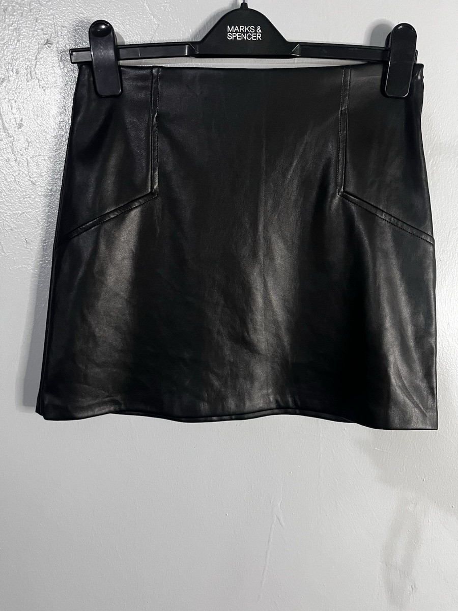 Primark Size Women Black Soft Faux Leather Mini Skirt Z