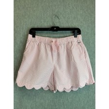 Vineyard Vines Seersucker Lined Shorts Girls 16 Pink Scalloped Hem