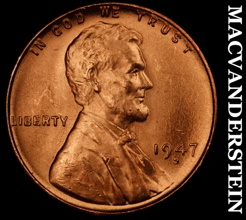1947-S Lincoln Wheat Cent- Choice Gem Brilliant Uncirculated Luster #J1978