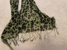 Women’s Scarf Olive Army Green And Brown Leopard Print With Fringe One Size — photo 3