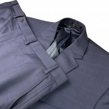Ralph Lauren LRL Men's Wool Blend Suit Blue Windowpane Plaid   48R  44x30