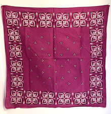 Vintage Bandana MAGENTA PURPLE Paisley Handkerchief Colorfast Cotton RN 14193