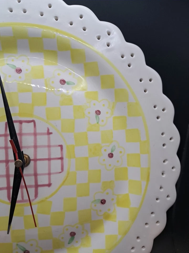 Two's Company Ceramic Wall Clock Patti Cappell Designs Hand Painted Plate - Image 3 of 4