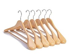 Luxury Wooden Suit Hangers - 6 Pack - Wood Coat Hangers,Jacket 6 pack Natural