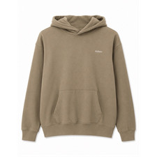 Hollister Men s Beige Logo Pullover Hoodie Drawstring Pockets Long Sleeve S