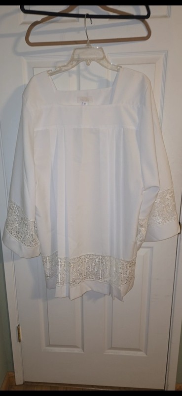 Gaspard White IHS Lace Surplice Cotta Liturgical Clergy Vestment Size Medium