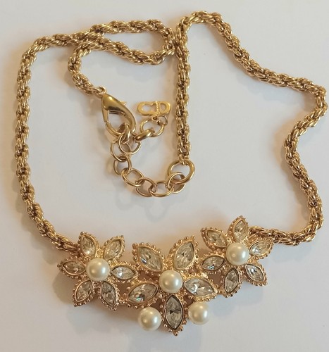 Christian Dior Goldtone & Rhinestones/Pearls Gorgeous Condition