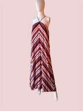 Loft Multicolor Chevron Striped Halter Style Maxi Dress Size Small