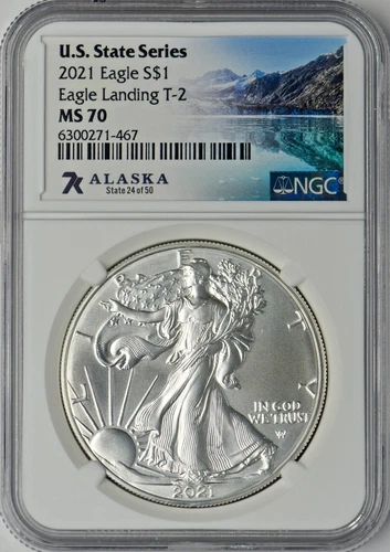 2021 T2 American Silver Eagle - 7K Alaska - NGC MS70 - ✪COINGIANTS✪