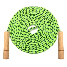 16 FT Double Dutch Jump Rope for Kids - Wooden Handle - Adjustable Cotton Bra...