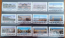 Serie complète France 12 timbres 2017 Ponts et viaducs oblitérés