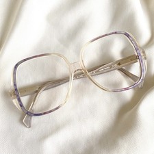 Vintage 80s Marbled LARGE Eyeglasses Frames Boho Square FRANCE 52 19 140 NOS XL