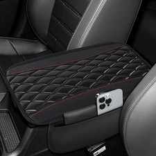 Center Console Cover, 12.4" 8.1" Leather Arm Rest Cover for Car, Auto Black