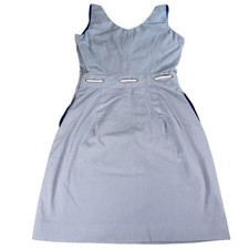 Tommy Hilfiger Women Blue White Pinstripe V Neck Dress Size 2 Nautical Coastal