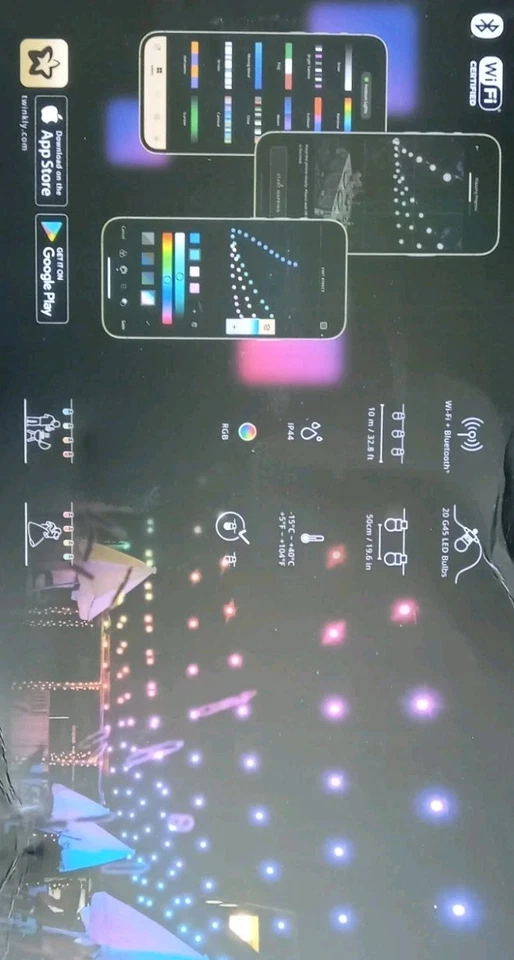 NEU: Twinkly Festoon Starter Kit IP44 Lichterkette Bluetooth Sensor 20x RGB LED - Immagine 2 di 2