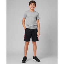 Adidas Shorts Boys XL Black Red Stripe Elastic Drawstring Waist Pockets