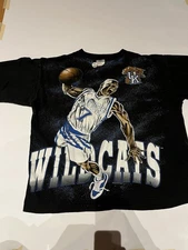 Vintage 90s NCAA Kentucky Wildcats AOP Basketball Tee XL Tony Delk