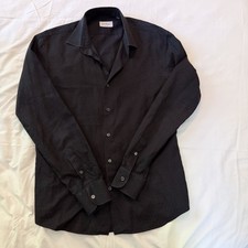 Salvatore Ferragamo Shirt Men  s Med Black Gancini Monogram Logo All Over Print