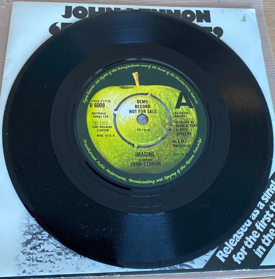 John Lennon - Imagine - Very Rare UK Promo - Black 7"Vinyl Single - Excellent. - Image 3 of 4
