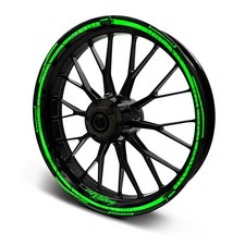 Felgenrandaufkleber Komplett Set Design Zubehör 15-19 Zoll Streifen Grün MR018