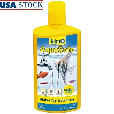 AquaSafe Water Conditioner Makes Tap Water Safe Fish Reduces Stress 500 Gal New