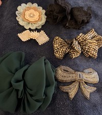 Vintage Barrette Lot Pearl/Bead Hair Clips Bows Hair Accessories Lot of 5  Pin