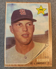 Ray Washburn 1962 Topps Rookie Card #19 St. Louis Cardinals. rookie card picture