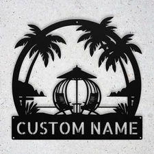 Personalized Paradise Scene Metal Sign Custom Wall Decor Beach Theme Gift