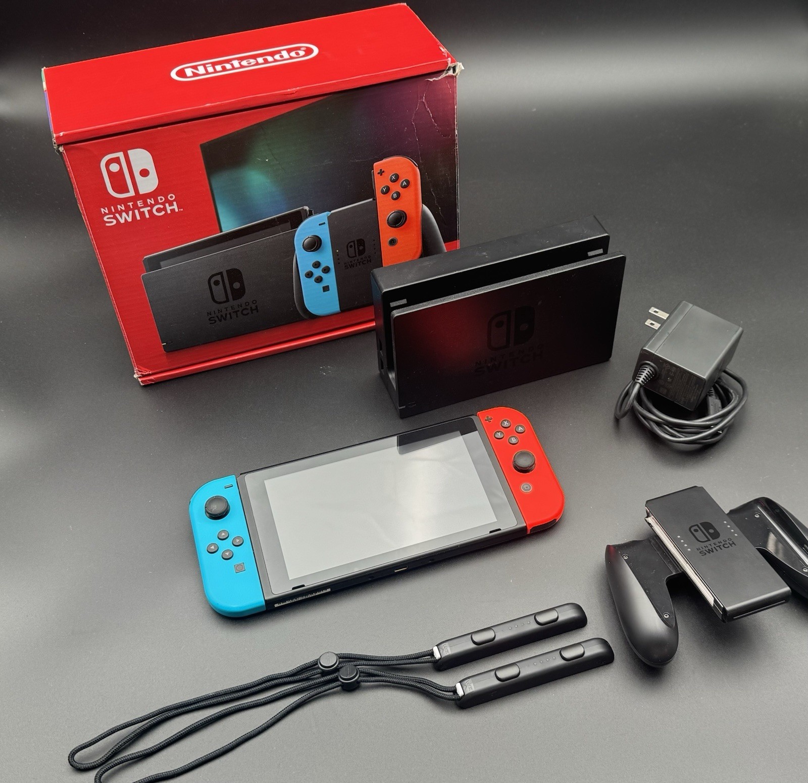 Nintendo Switch HAC-001(-01) Game Console with Accessories & Box, Blue & Red