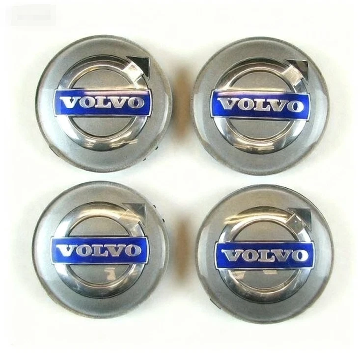 4 X OEM Volvo Silver Center Hub Caps for S60 V70/XC70 S80 XC90 C70 S40 V50 C30- - Image 1 of 3
