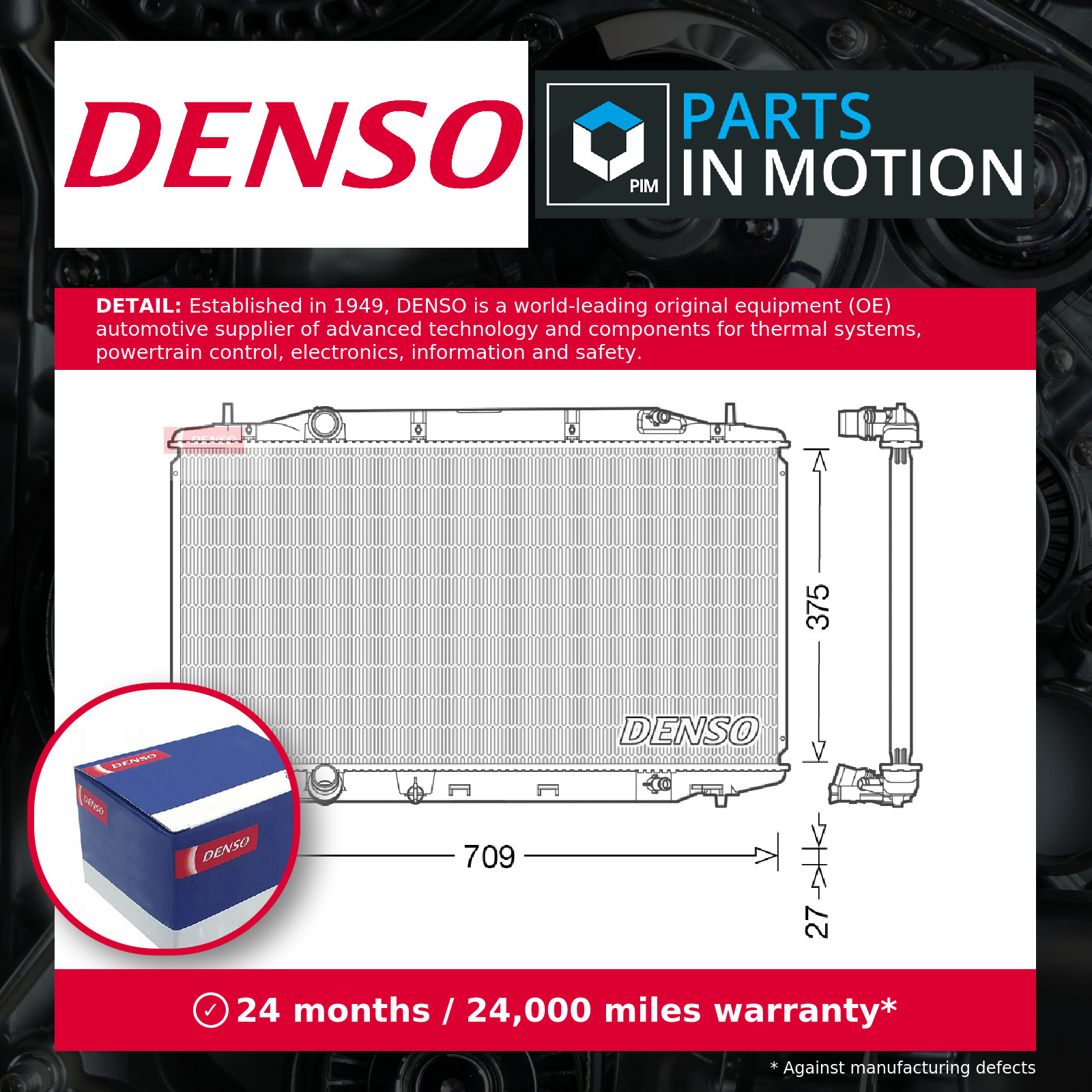 Radiator DRM40041 Denso 19010R3LG01 Genuine Top Quality Guaranteed New
