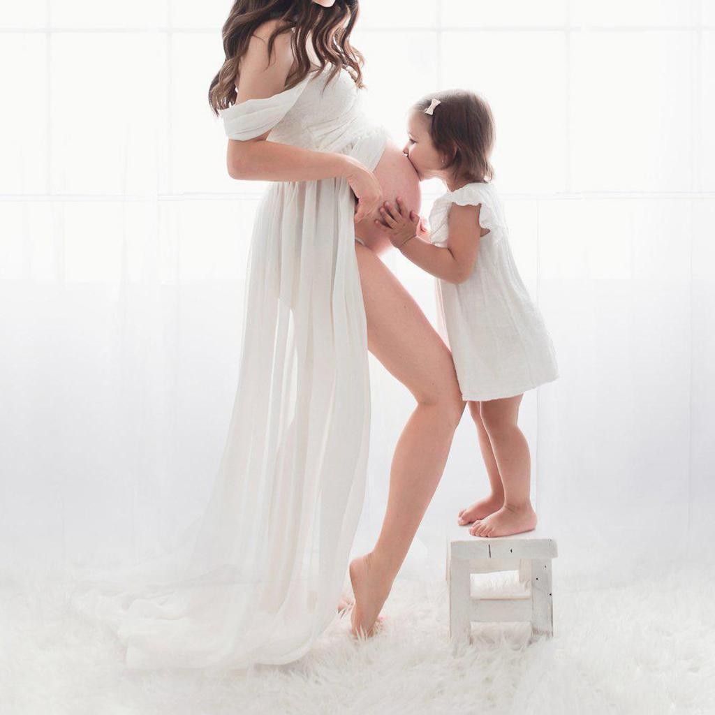 Womens Maternity Pregnancy Dress Long Maxi Gown Dress Wedding Evening Dress  | eBay UK