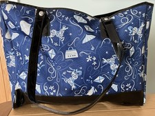 Disney WDW Mary Poppins Cherry Tree Lane Blue Print & Patent Black Tote Bag