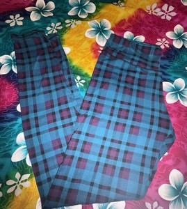 ClimateRight Purple Blue Plaid Leggings by CuddlDuds, Size Small
