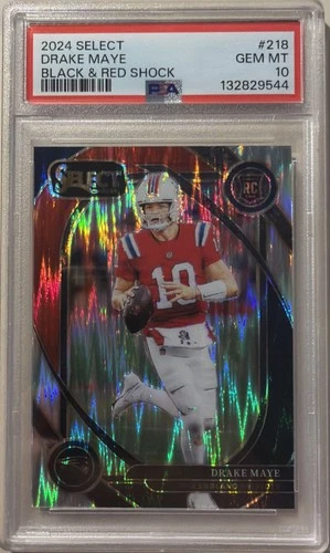 2024 Select - Drake Maye -Rookie Card RC - Black & Red Shock Patriots - PSA 10