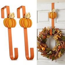 Fall Wreath Hangers for Front Door, Over Door Hook Pumpkin Wreath Holder