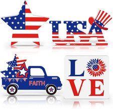 4Th of July Decorations 4 Pcs Patriotic Decorations USA Independence Day Memoria