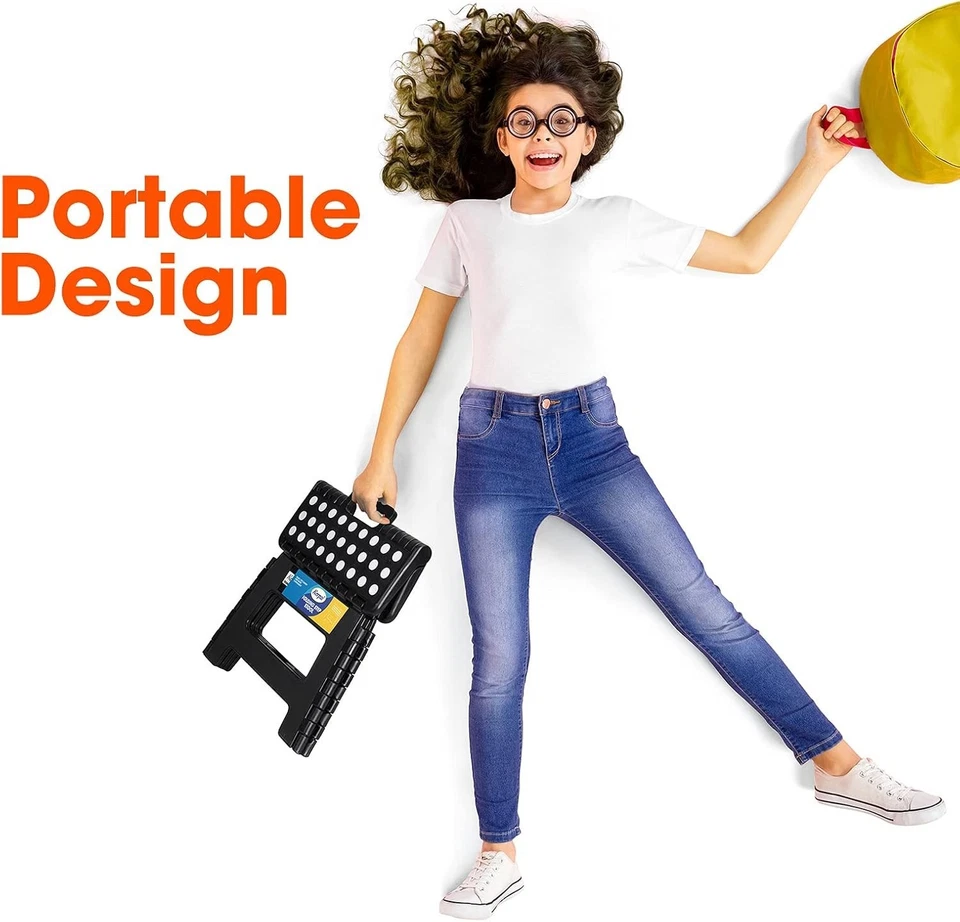 9" Folding Step Stool for Adults,Kids,Non-Slip Folding Stools with Portable Hand - Image 3 of 4