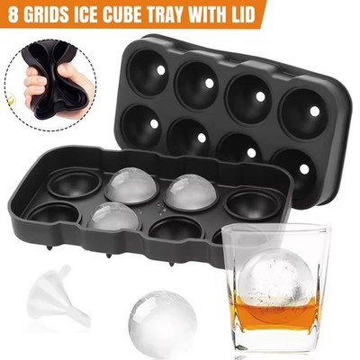 Eiswürfelform 8 Gitter mit Deckel Eiskugel Maschine Form Rund Einfache Freigabe UK