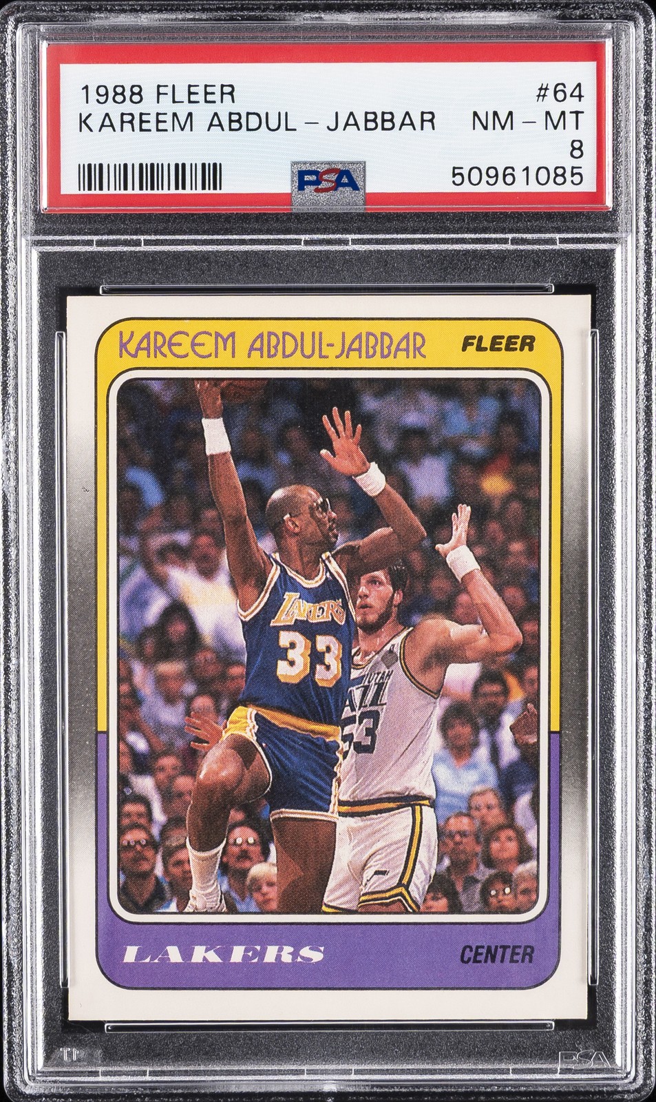 1988 FLEER #64 KAREEM ABDUL-JABBAR PSA 8