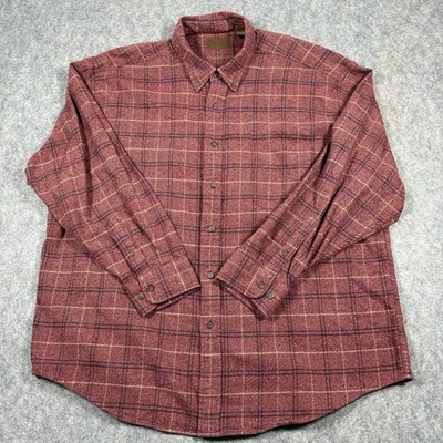 St John Bay Long Sleeve Button-Down Flannel Plaid Shirt Men's Sz XXL Red Cotton
