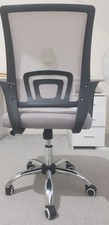 Grey Mesh Back Swivel Task Chair, Fabric Seat, Gas Lift, Casters, 120kg