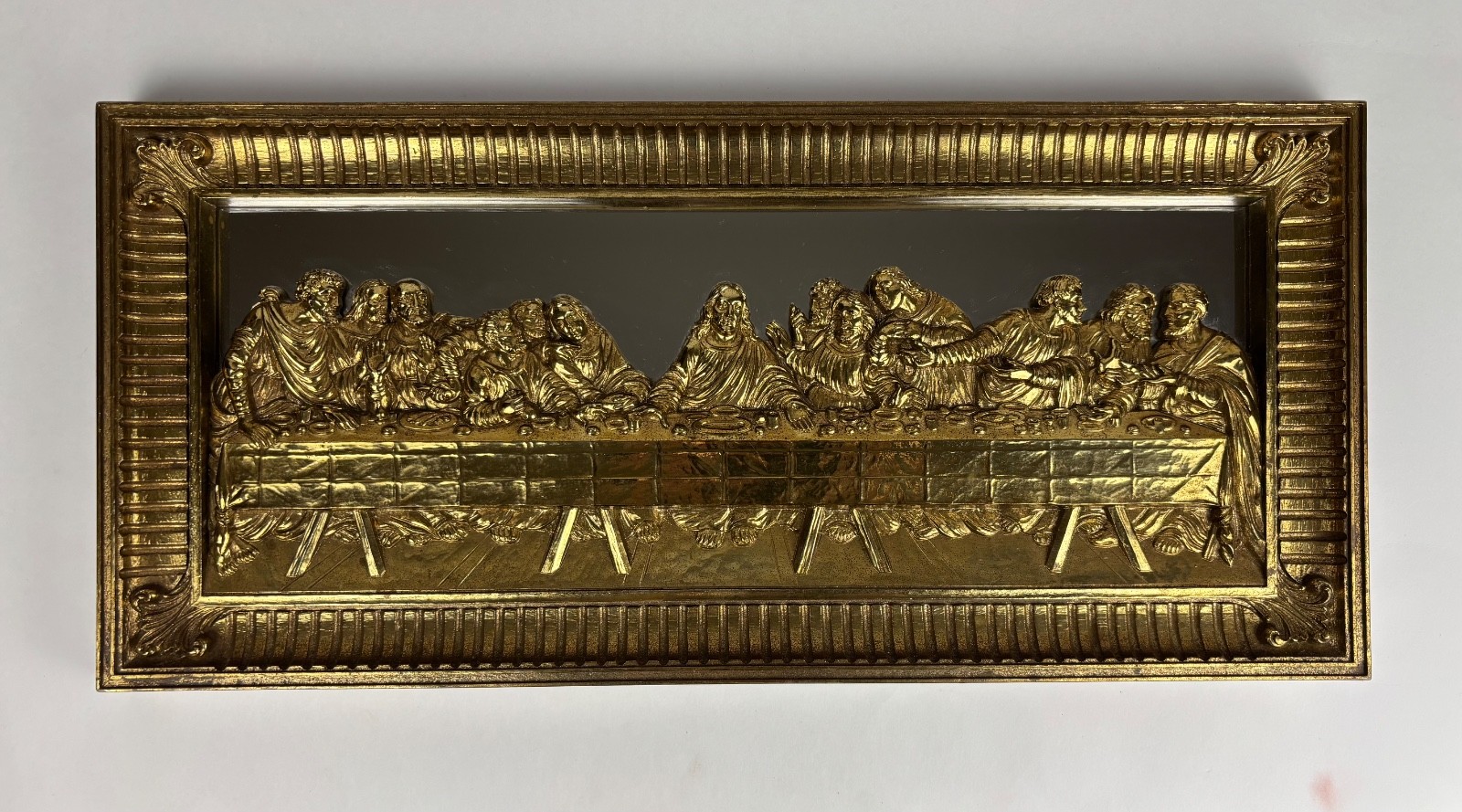 VTG Homco Lords Last Supper Mirror Gold Guilt Detailed Frame Christian Gallery
