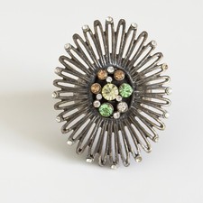 Vintage Multicolor Rhinestone Large Chunky Statement Cocktail Stretchable Ring