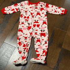 Carters Santa pajamas sleeper one piece with feet 18 months fleece girls