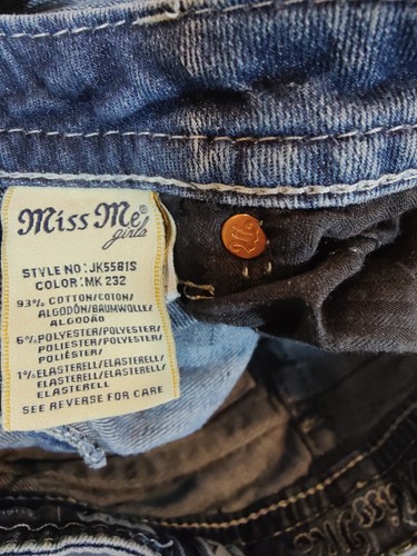 Miss Me Jean Girls 14 Skinny Fleur De Lis Embellished Stretch Western Denim Blue - Picture 11 of 11