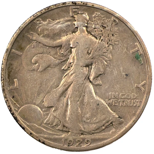 1929-D 50c Walking Liberty Silver Half Dollar VF/XF+ Denver Sharp!